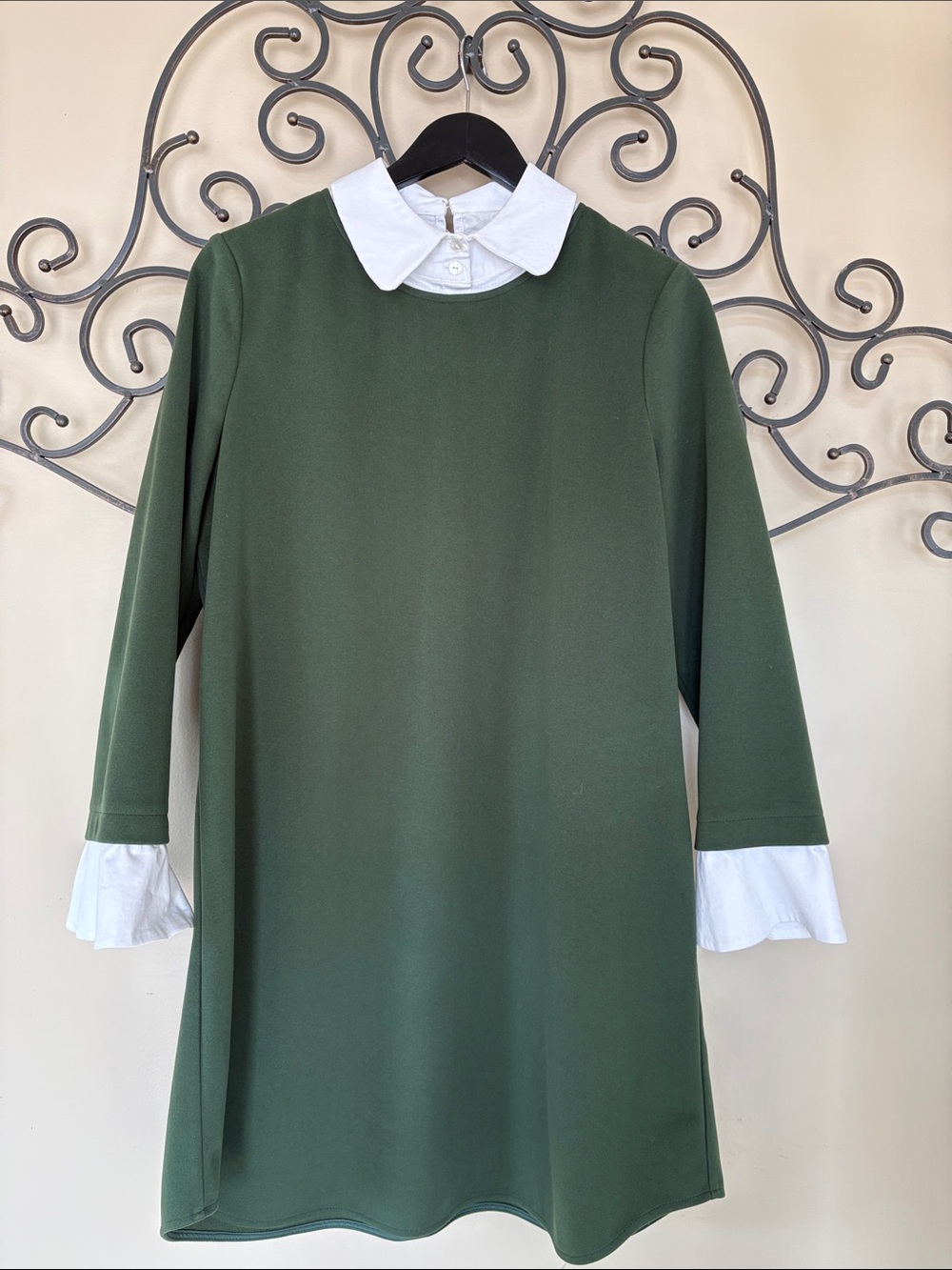 Tuckernuck Forest Green Dress with White Collar and Cuffs